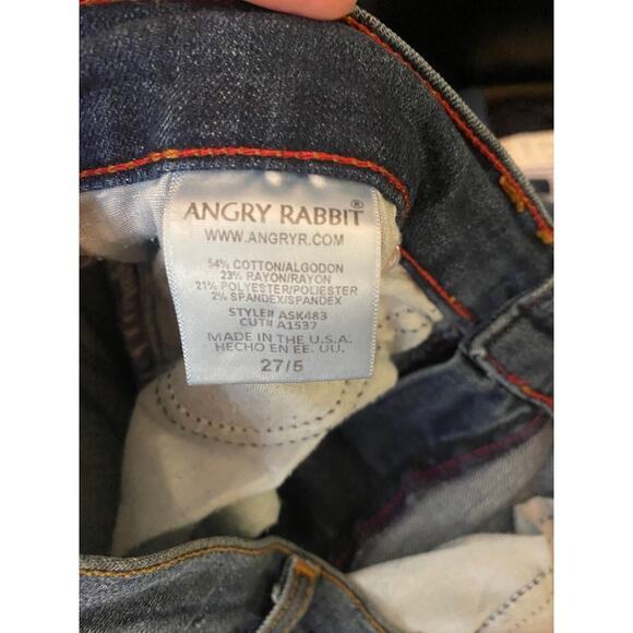 angry rabbit distressed jeans size 5 skinny jeans small - Picture 7 of 7